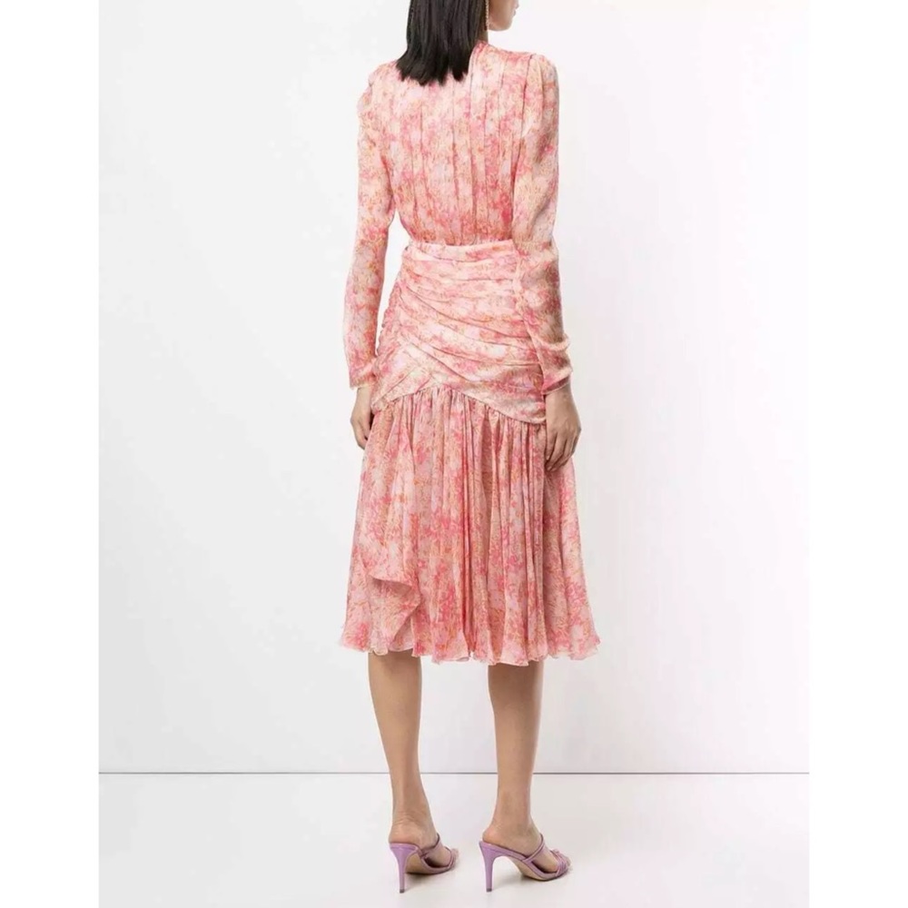 GiAMBATTiSTA VALLi Floral Silk Ruched Dress 38/2 - Picture 4 of 13
